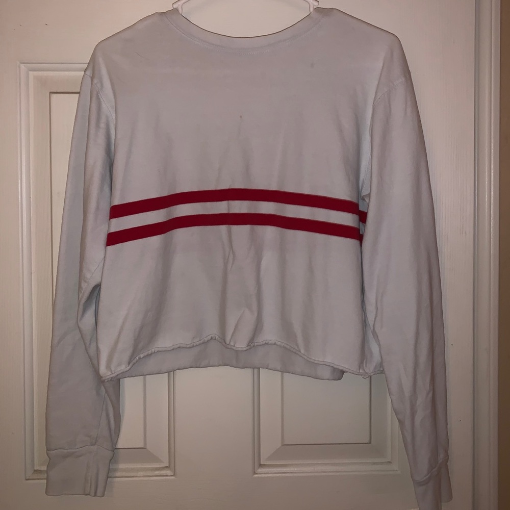 White Long Sleeve with Red Lines